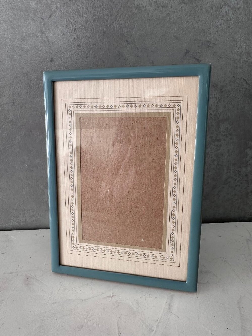 Vintage 80'S BLUE Enamel On Brass Picture Frame FITS 5X7
